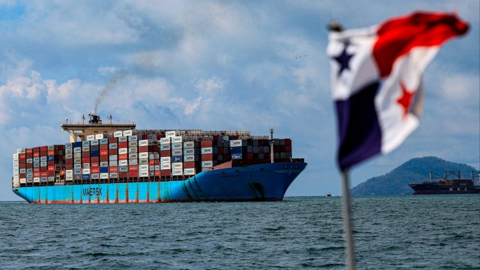 A cargo ship waits its turn to cross the Panama Canal in Panama City on March 28 2024